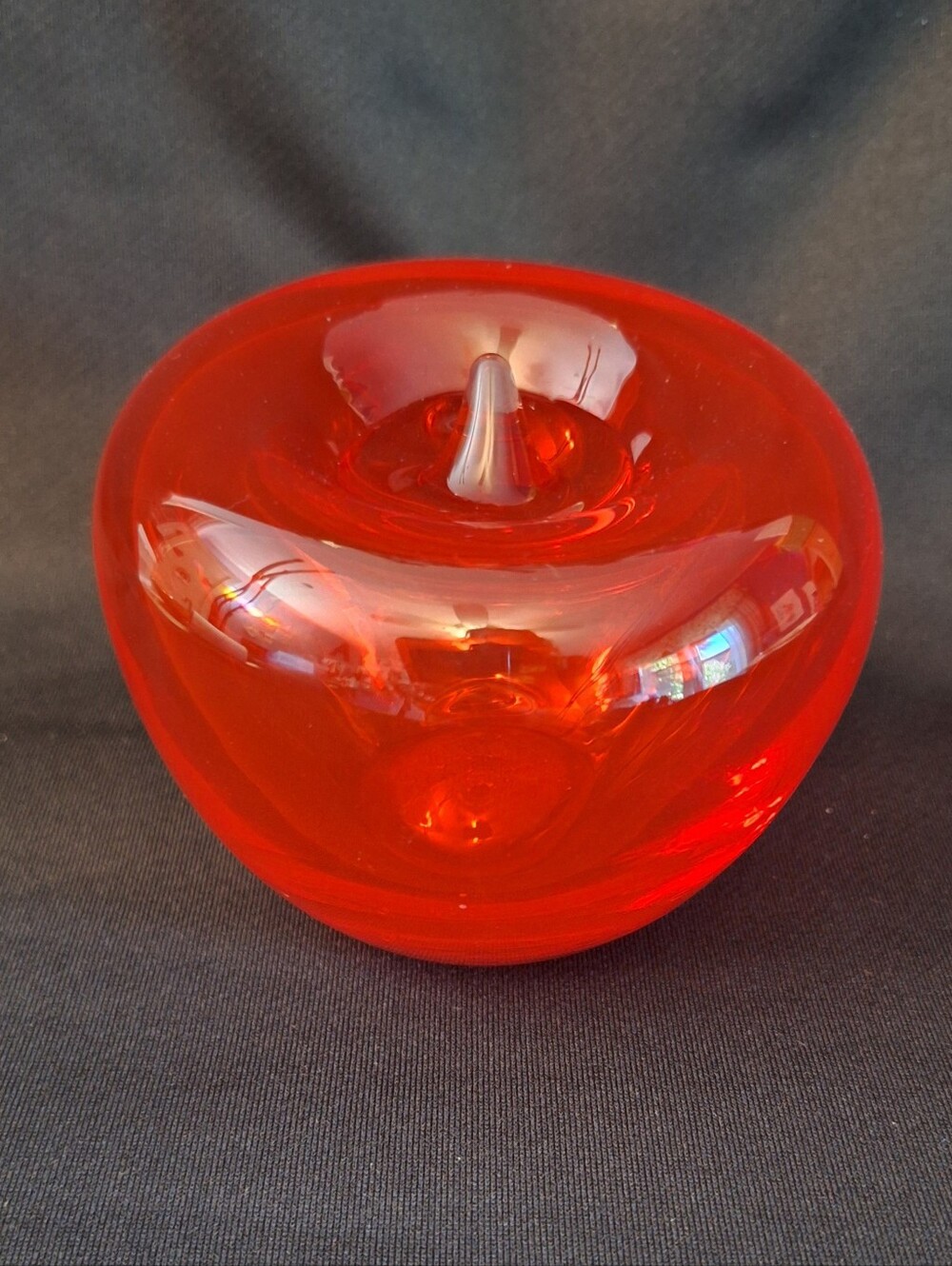 Vintage Blenko Blown Glass Red Apple Paperweight